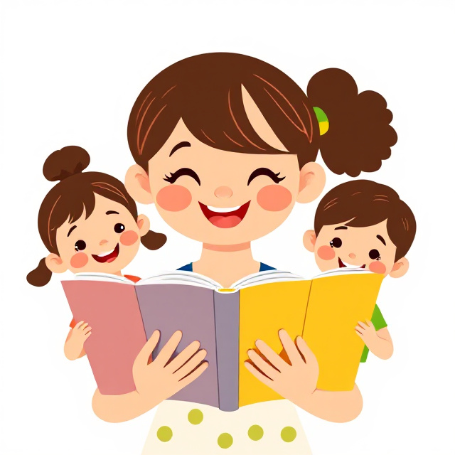 Педагог и дети с книгами